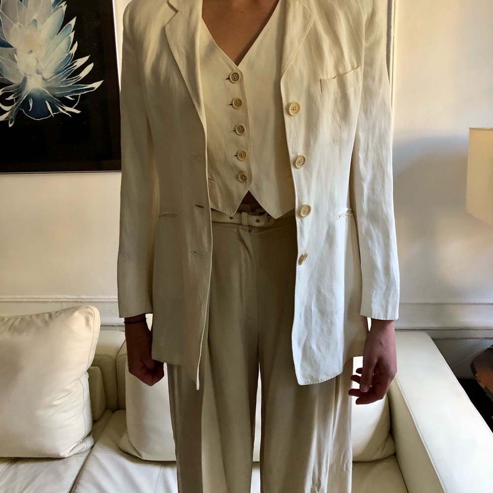 Sportmax Women's Cream Three-Piece Suit Pants & Vest Set